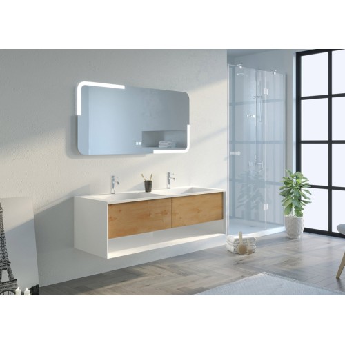 Meuble de salle de bain Portofino 1400 Blanc et Bois Naturel