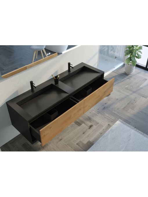 Rangements pour Portofino 1600 Noir et Bois Naturel