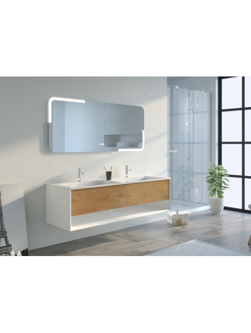 Ensemble Meuble de salle de bain Portofino 1600 Blanc et Bois Naturel