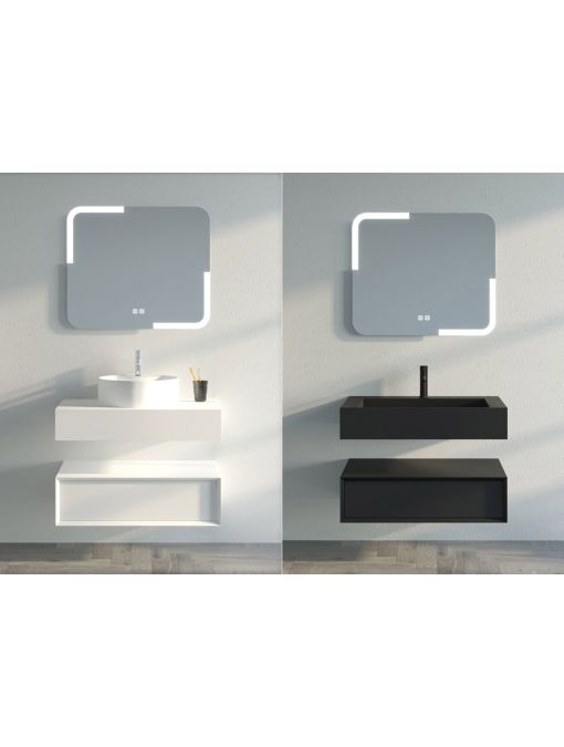 Miroir rectangulaire à LED PRISMA_800 dans différentes configurations