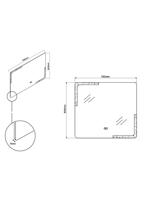 Plan Miroir rectangulaire à LED PRISMA_800