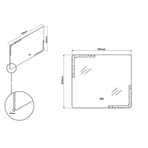 Miroir rectangulaire à LED PRISMA_800