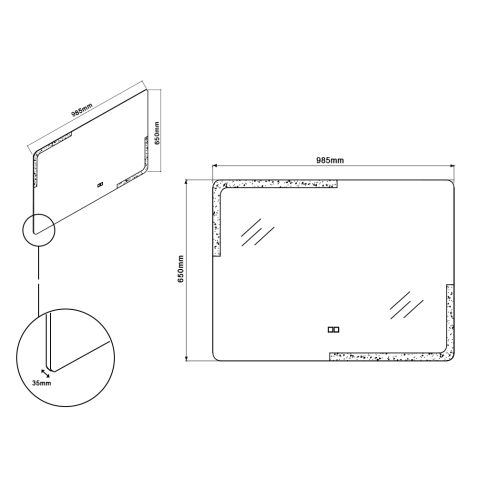 Miroir rectangulaire à LED PRISMA_1000