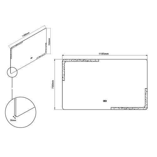 Miroir rectangulaire à LED PRISMA_1200