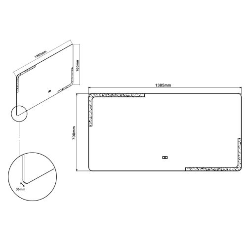 Miroir de salle de bain design rectangulaire à LED PRISMA_1400