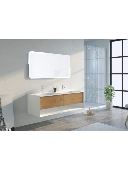 Meuble de salle de bain Portofino 1400 Blanc et Bois Naturel