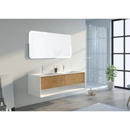 Meuble de salle de bain Portofino 1400 Blanc et Bois Naturel