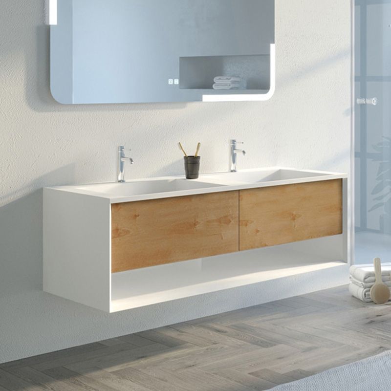 Meuble de salle de bain Portofino 1400 Blanc et Bois Naturel