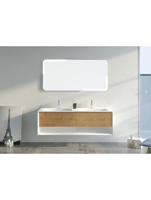 Meuble de salle de bain Portofino 1400 Blanc et Bois Naturel