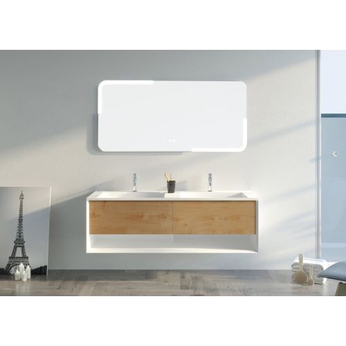 Meuble de salle de bain Portofino 1400 Blanc et Bois Naturel