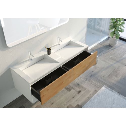 Meuble de salle de bain Portofino 1400 Blanc et Bois Naturel