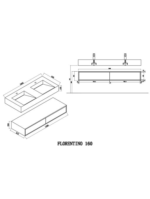 Meuble de salle de bain FLORENTINO 1600N