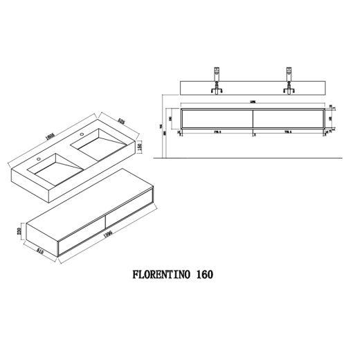 Meuble de salle de bain FLORENTINO 1600N