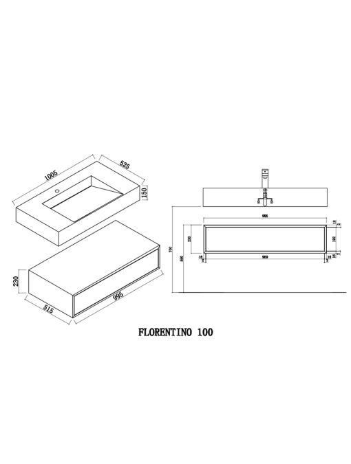 Meuble de salle de bain FLORENTINO 1000N