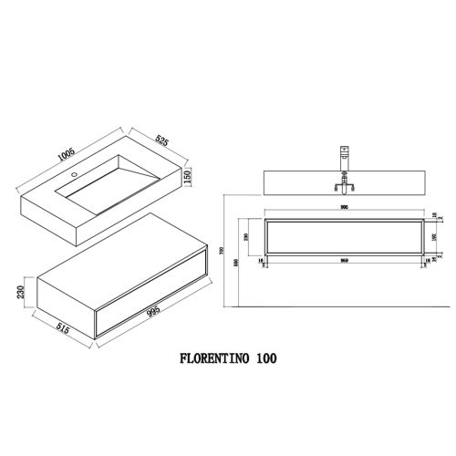 Meuble de salle de bain FLORENTINO 1000N