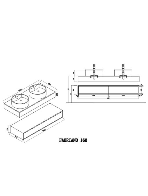 Meuble de salle de bain FABRIANO 1600 blanc mat