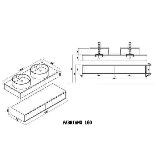 Meuble de salle de bain FABRIANO 1600 blanc mat