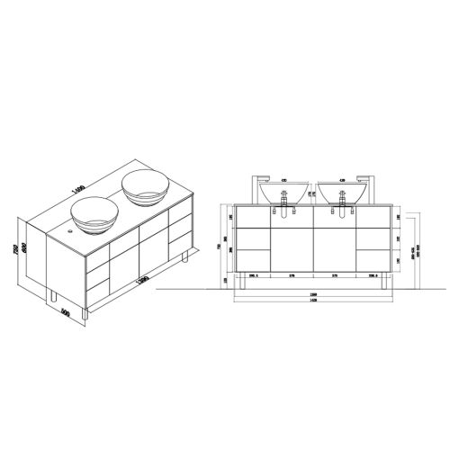 Meuble sans miroir de salle de bain VERZINO Blanc mat et Bois Naturel