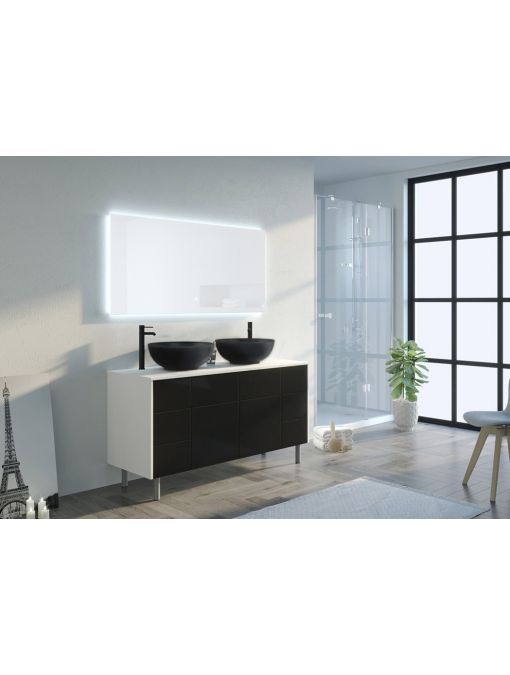 Meuble de salle de bain VERZINO Blanc mat et Noir mat