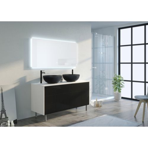 Meuble de salle de bain VERZINO Blanc mat et Noir mat