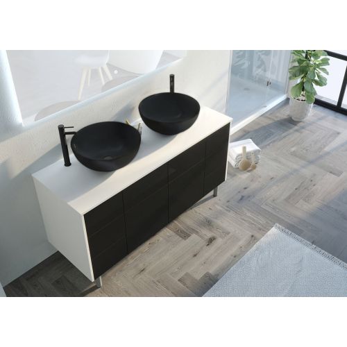 Meuble de salle de bain VERZINO Blanc mat et Noir mat