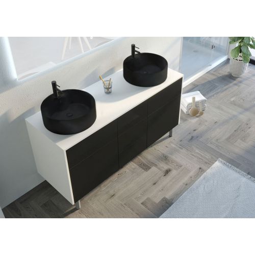 Meuble double vasque VENEZIA Blanc mat et Noir mat