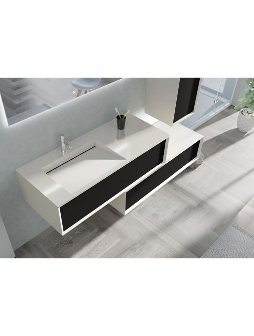 Simple vasque Meuble de salle de bain Avigliano 1200 noir