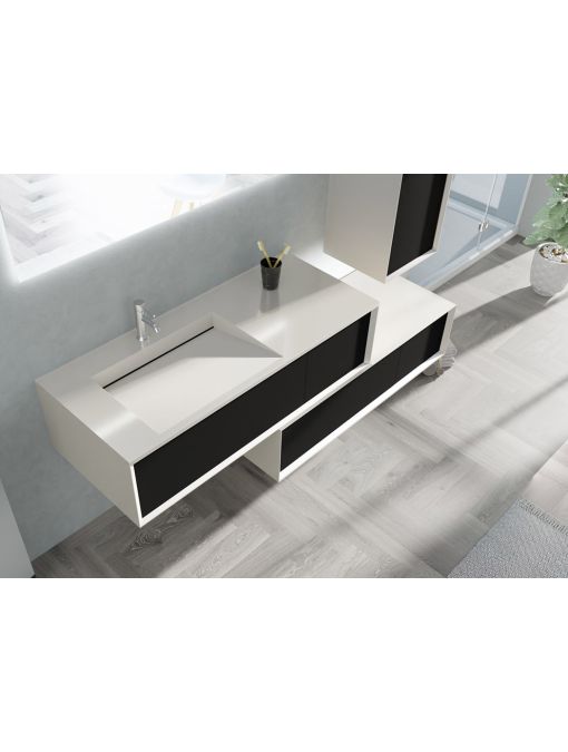 Simple vasque Meuble de salle de bain Avigliano 1200 noir