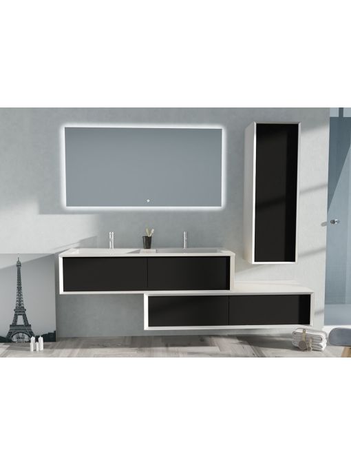 Meuble de salle de bain Avigliano 1400 noir et blanc