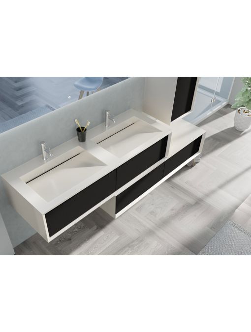 Double vasque Meuble de salle de bain Avigliano 1400 noir