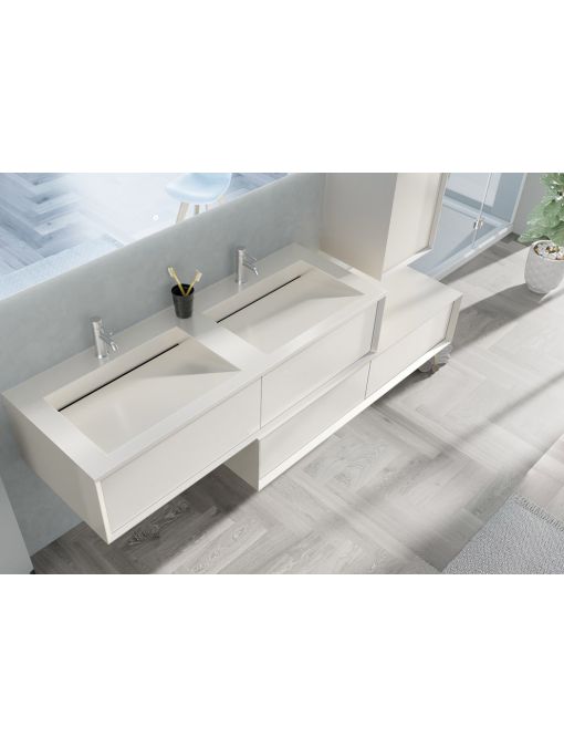 Double vasque Meuble de salle de bain Avigliano 1400 blanc