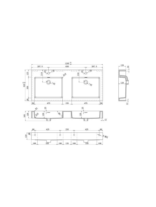 Plan vasques Meuble de salle de bain AVELLINO-1200B