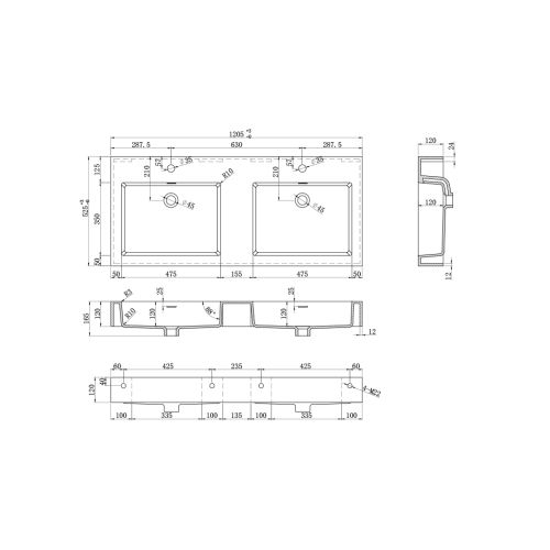 Meuble double vasque AVELLINO-1200 Blanc