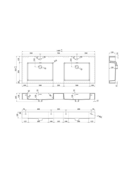 plan vasque Meuble de salle de bain AVELLINO 1400B