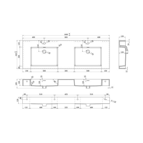 Meuble Design de salle de bain AVELLINO-1600 Blanc