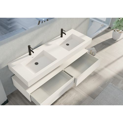 Meuble Design de salle de bain AVELLINO-1600 Blanc