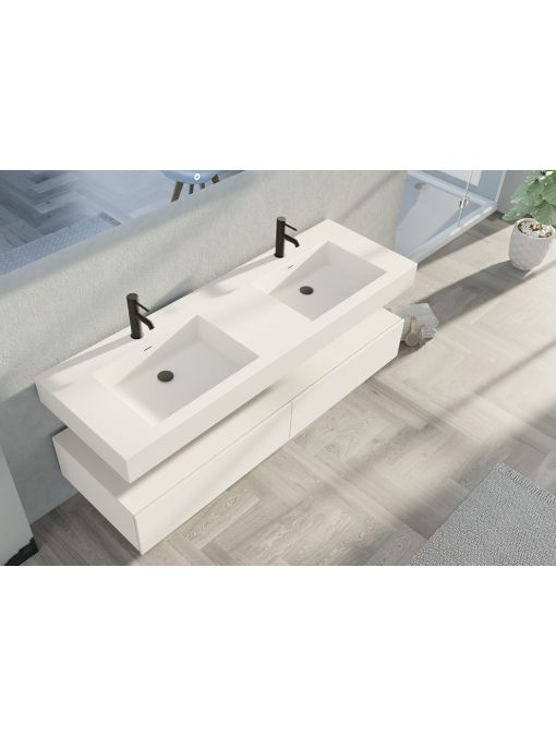 Meuble double vasques de salle de bain AVELLINO-1600 Blanc