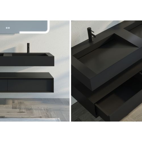 Meuble de salle de bain FLORENTINO 140cm Noir mat