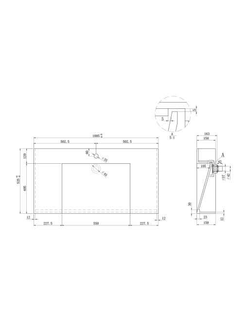 Plan vasque Meuble de salle de bain FLORENTINO 1000B