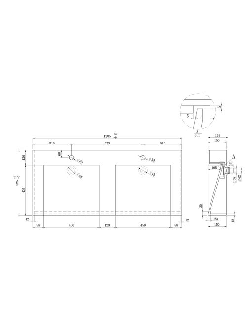 Plan vasque Meuble de salle de bain FLORENTINO-1200B