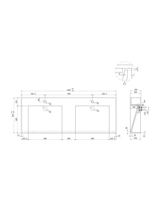 Plan vasque Meuble de salle de bain FLORENTINO 1400B