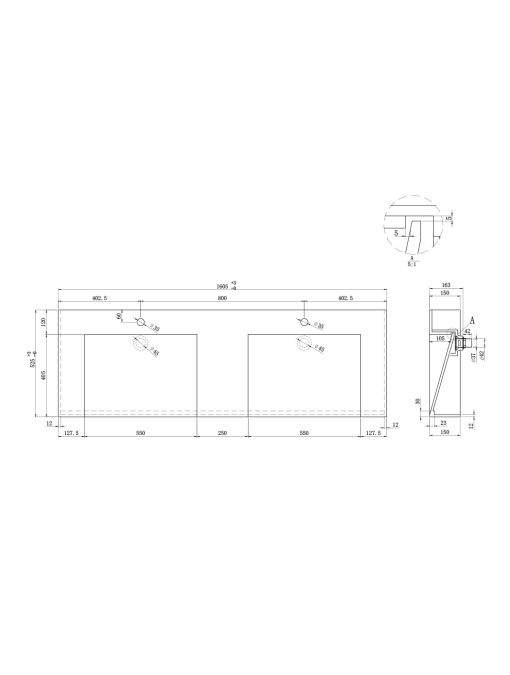 Plan vasque Meuble de salle de bain FLORENTINO 1600B