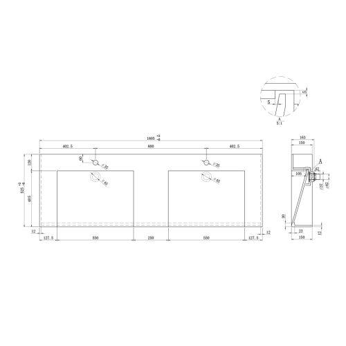 Meuble double vasque de salle de bain FLORENTINO 1600B