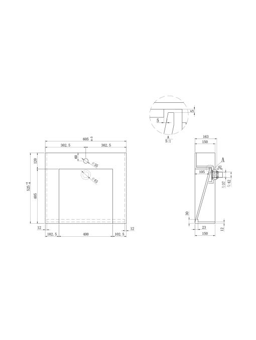 Plan vasque Meuble de salle de bain FLORENTINO 600B