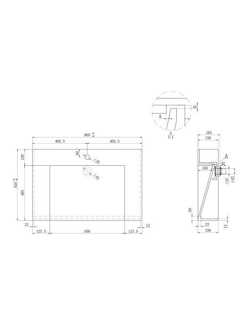 Plan Vasque Meuble de salle de bain FLORENTINO-800B