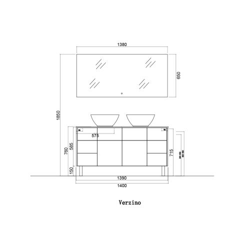 Meuble de salle de bain VERZINO Blanc mat et Bois Naturel