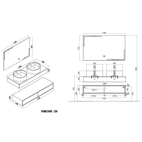 Ensemble de salle de bain FABRIANO 1200 Noir mat