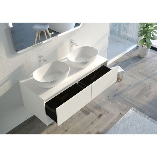 Meuble double vasque de salle de bain SANZA 1200 Blanc