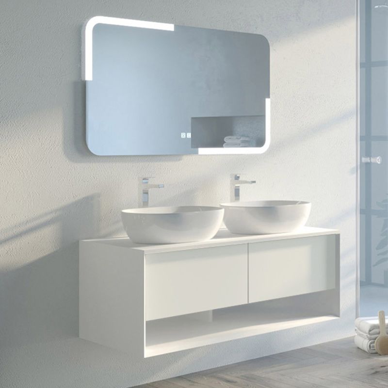 Meuble double vasque de salle de bain SANZA 1200 Blanc