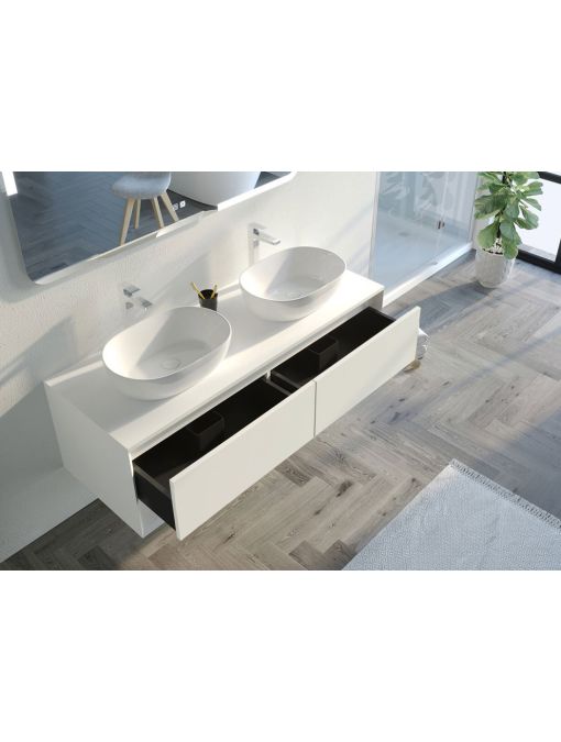 Tiroirs Meuble de salle de bain SANZA 1400 Blanc